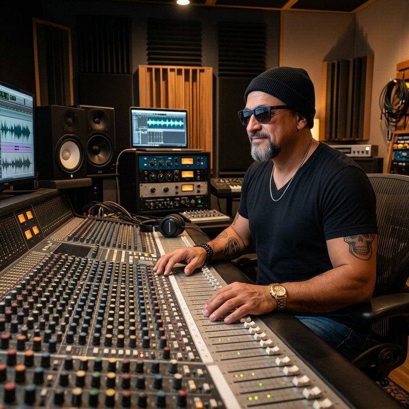 Sammi Dae in the studio at the mixing desk